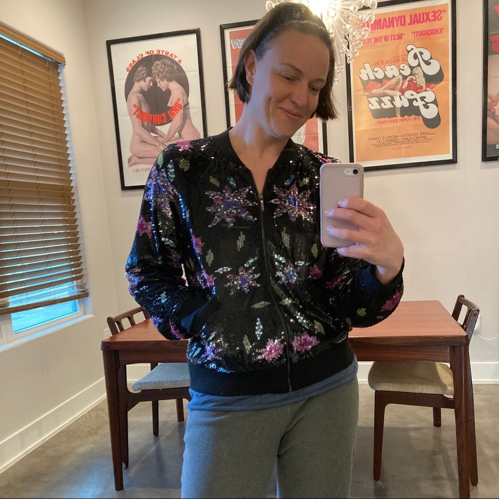 NWT Atelier Nicole Miller Dahlia sequin bomber